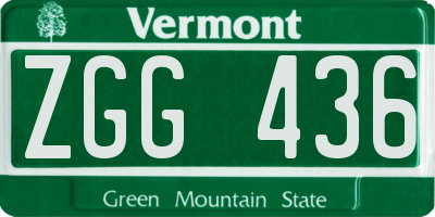 VT license plate ZGG436