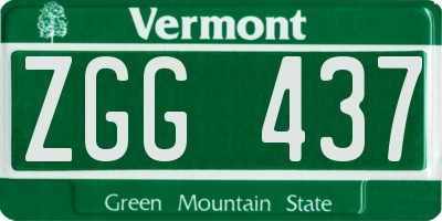 VT license plate ZGG437