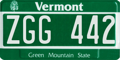 VT license plate ZGG442