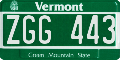 VT license plate ZGG443