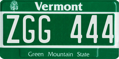 VT license plate ZGG444