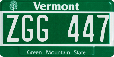 VT license plate ZGG447