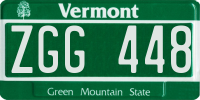 VT license plate ZGG448