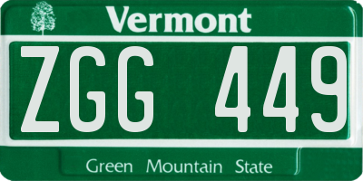 VT license plate ZGG449