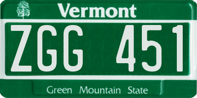 VT license plate ZGG451