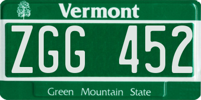 VT license plate ZGG452