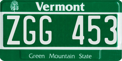 VT license plate ZGG453
