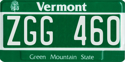 VT license plate ZGG460