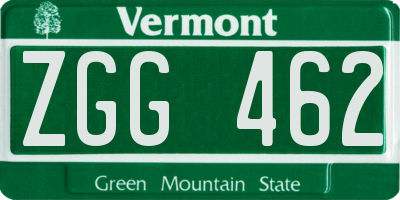 VT license plate ZGG462