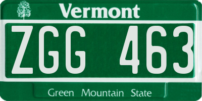 VT license plate ZGG463