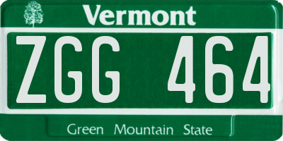VT license plate ZGG464
