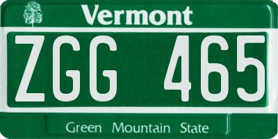 VT license plate ZGG465
