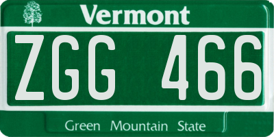 VT license plate ZGG466
