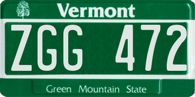 VT license plate ZGG472