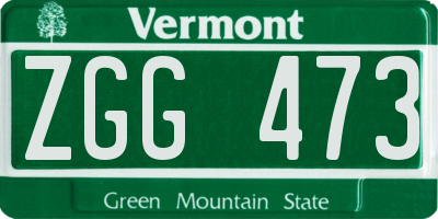VT license plate ZGG473