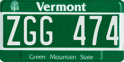 VT license plate ZGG474