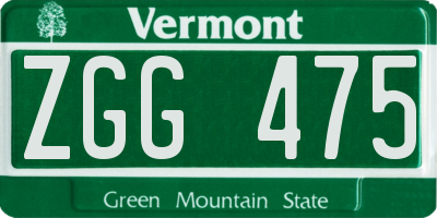 VT license plate ZGG475