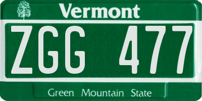 VT license plate ZGG477