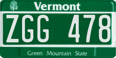 VT license plate ZGG478