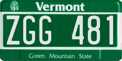 VT license plate ZGG481