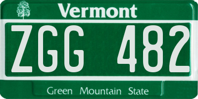 VT license plate ZGG482