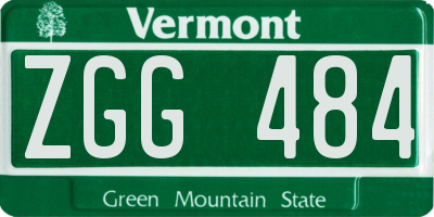 VT license plate ZGG484