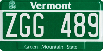 VT license plate ZGG489