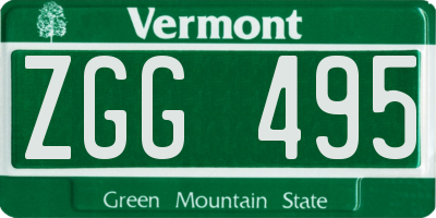 VT license plate ZGG495