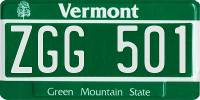 VT license plate ZGG501