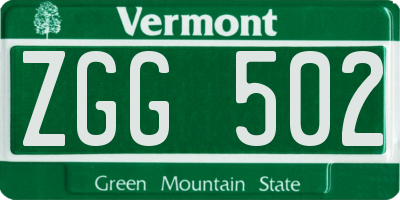 VT license plate ZGG502