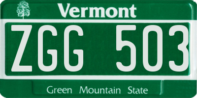 VT license plate ZGG503