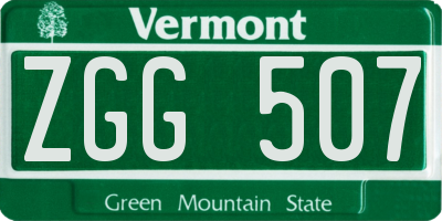 VT license plate ZGG507