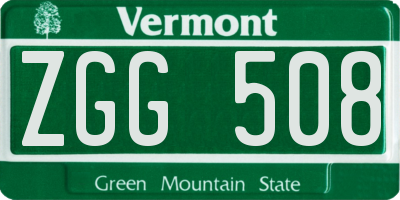 VT license plate ZGG508