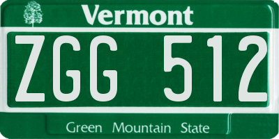 VT license plate ZGG512