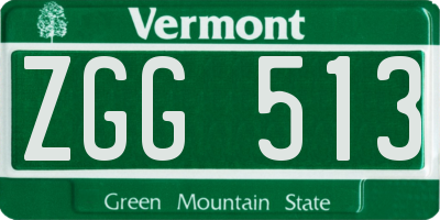 VT license plate ZGG513