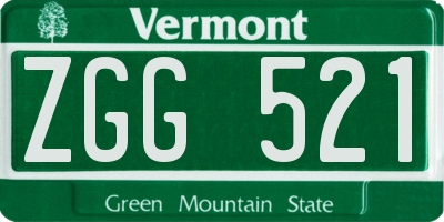 VT license plate ZGG521