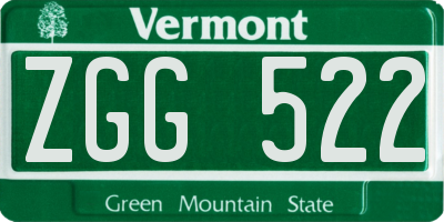 VT license plate ZGG522