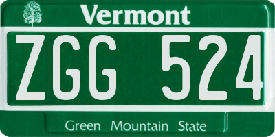 VT license plate ZGG524