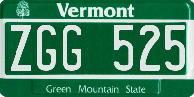 VT license plate ZGG525