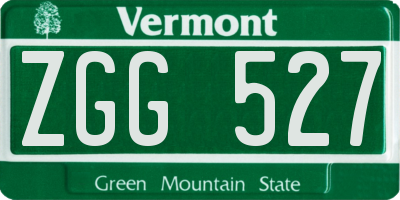 VT license plate ZGG527