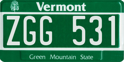 VT license plate ZGG531