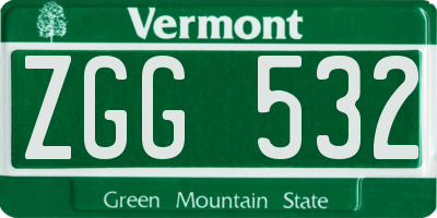 VT license plate ZGG532