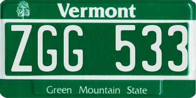VT license plate ZGG533