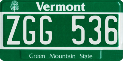 VT license plate ZGG536