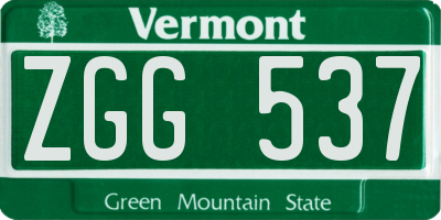 VT license plate ZGG537