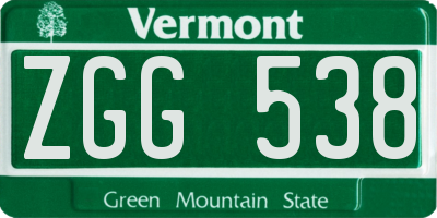 VT license plate ZGG538
