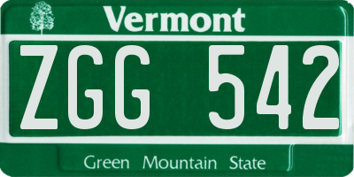 VT license plate ZGG542
