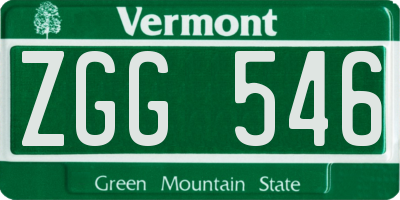VT license plate ZGG546
