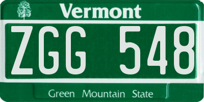 VT license plate ZGG548