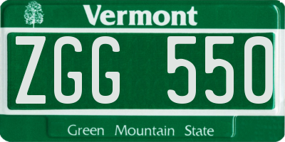 VT license plate ZGG550